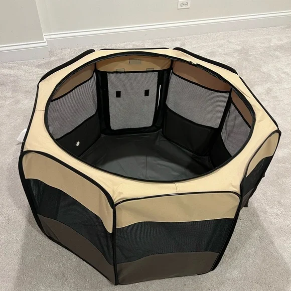🆕 AIVITUVIN Portable Pet Playpen in Brown and Beige (Medium) - Picture 3 of 4